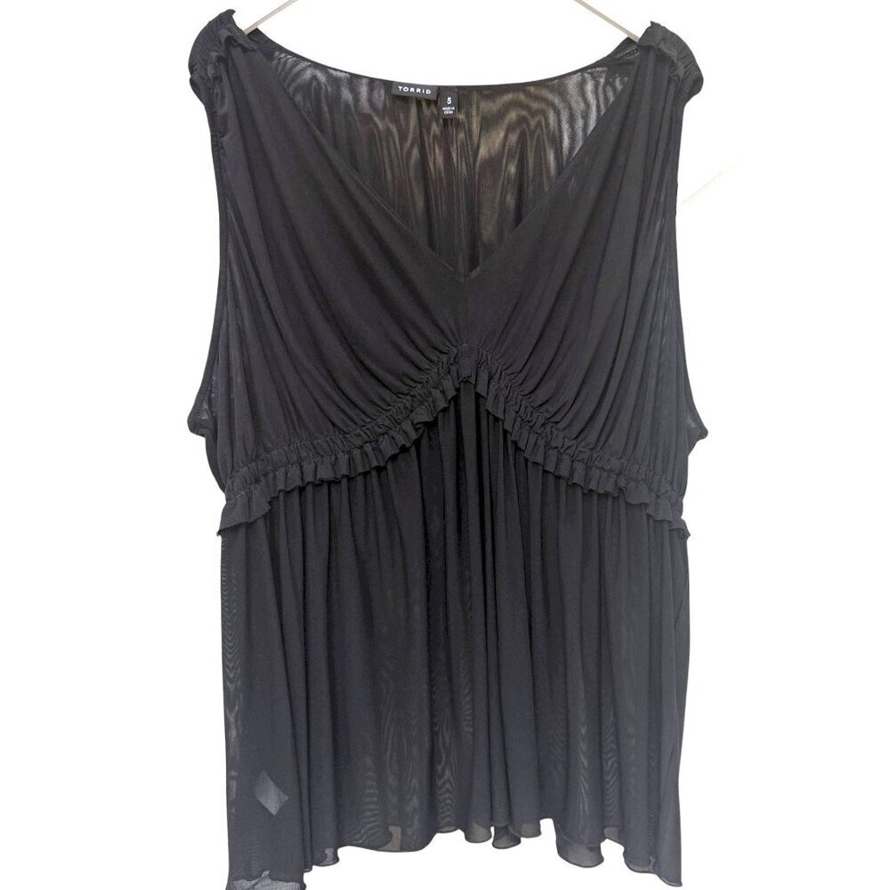 Torrid Black Stretch Mesh Top Plus Size 5x /28 (Torrid5) Babydoll Sleeveless